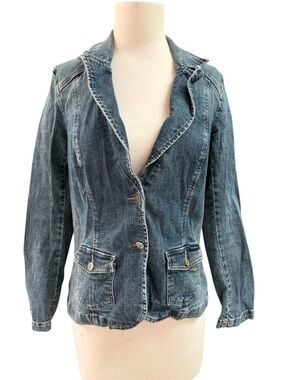Calvin Klein Jeans Womens Cotton Blend Denim Jean Jacket Slim Long Sleeve Size M